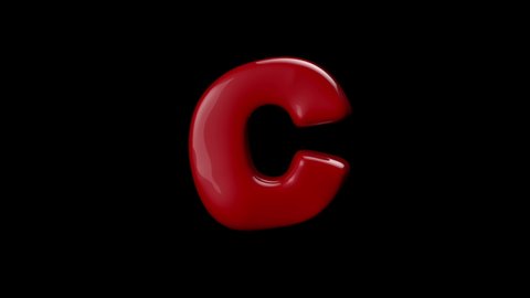 3D red color balloon letter C with stop motion effect 