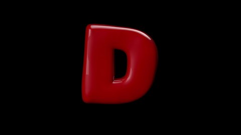 3D red color balloon letter D with stop motion effect 