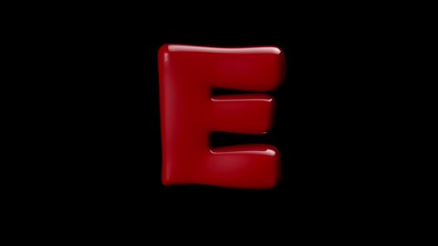 3D red color balloon letter E with stop motion effect 
