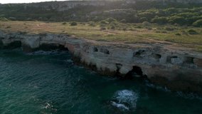 Video of picturesque rocky coastline of Yailata archeological reserve in Bulgaria with 