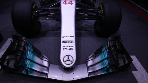 Geneva, Switzerland - 03.11.2018: Lewis Hemilton's Formula 1 Mercedes car at the Geneva Motor Show