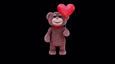 Teddy Bear Heart Loop on Alpha Channel