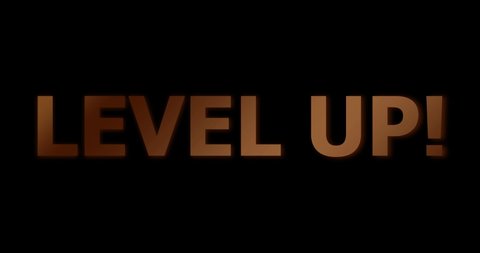 Level up, next to animation. gold color 