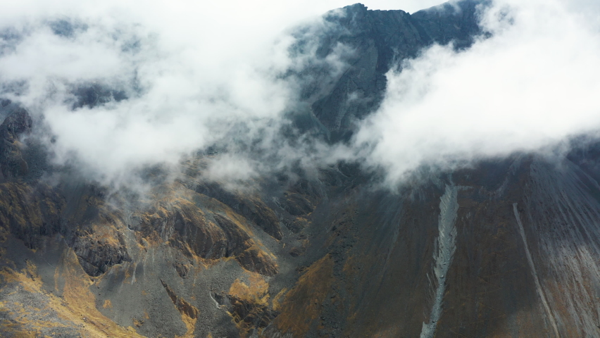 Aerial panoramic view of a mountain road in Bolivia. Mountain pass on Ruta nacional 3