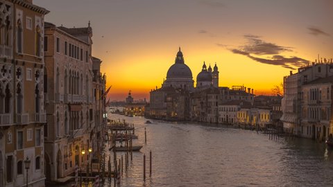 Venice Italy beautiful sunrise time lapse from Accademia Bridge 