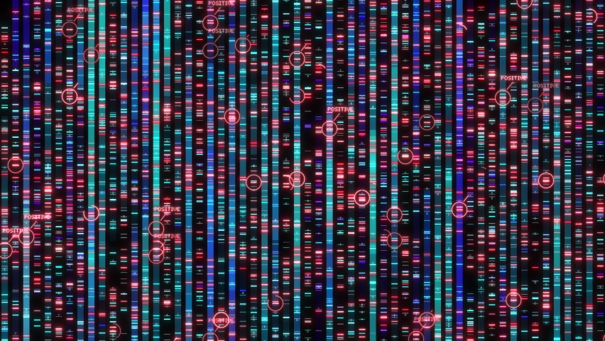 Positive result DNA fingerprint and genome sequencing analysis - Animation Rendering Royalty-Free Stock Footage #1068814865