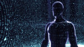 Figure of a man with programming code texture and background. 3d animation. - Powered by Shutterstock - Get 15% off with code: PIKWIZARD15