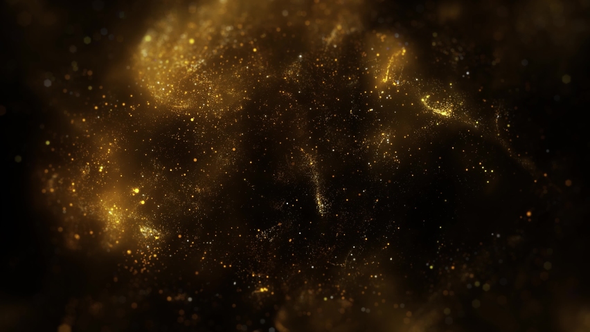 Gold dust particles fly in slow motion in the air lingering slowly. Dust Particles Background Bokeh Lights Background on Black Background 4k Footage Snow Particles Background. | Shutterstock HD Video #1068826190