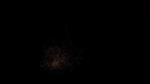 Particle dust cloud dynamically floating with turbulent wind on black background 4K. Sparks hits on Black Background. Sparks Over Black (ULTRA HD, UHD). Spark Wall created by Gun Powder sparks Falling