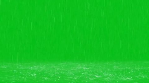 Raindrops Falling on Green Screen