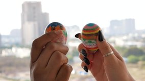 Easter egg battle. Two designed eggs . Whose egg gets cracked .  - Powered by Shutterstock - Get 15% off with code: PIKWIZARD15