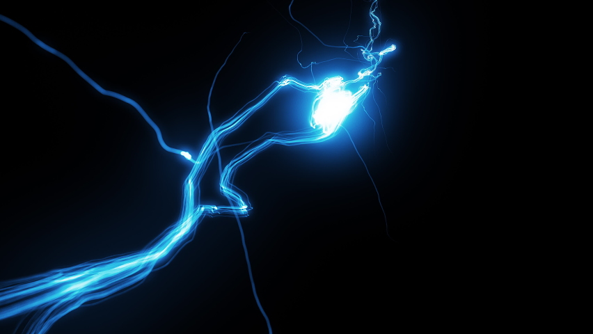 Beautiful Electric Arcs in Extreme Fast Motion. 4k Ultra HD 3840x2160. Loop-able 3d Animation.