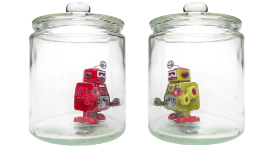 two little retro bots frustrated with there isolation	