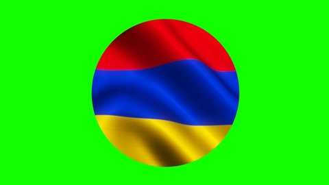 The circle of the flag flying from the country of Armenia with a green background (green screen). 4K UHD Animation