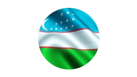 The circle of the flag flying from the country of Uzbekistan with a white background. 4K UHD Animation