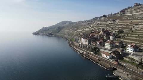 Drone footage of St-Saphorin in Lavaux, Switzerland. 