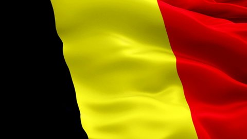 Belgian flag waving in wind video footage Full HD. Realistic Belgian Flag background. Belgium Flag Looping Closeup 1080p Full HD 1920X1080 footage. Belgium EU European country flags Full HD
