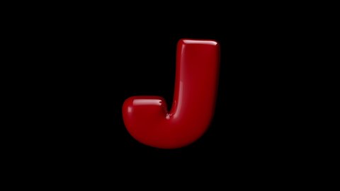 3D red color balloon letter J with stop motion effect 
