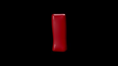 3D red color balloon letter I with stop motion effect 