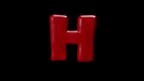 3D red color balloon letter H with stop motion effect 
