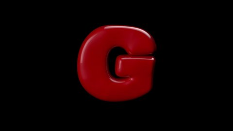 3D red color balloon letter G with stop motion effect 