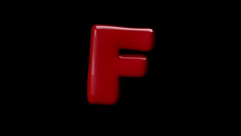 3D red color balloon letter F with stop motion effect 