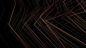 Black abstract motion background with golden curved lines. Seamless looping. Video animation Ultra HD 4K 3840x2160