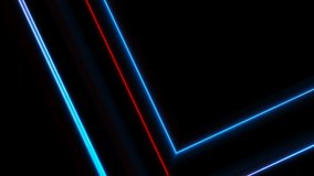 Shiny glowing blue red neon laser lines abstract motion background. Seamless looping. Video animation Ultra HD 4K 3840x2160