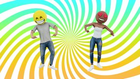 Young Adult Couple Black Woman and Man Enjoying Dancing Event Having Fun Weekend Celebration. Multiracial Person Moves on Party. Relations Guy and Girl Lovers with Smile Expression Abstract Isolated