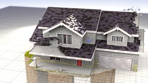 From drawing to real house. 3D rendering.