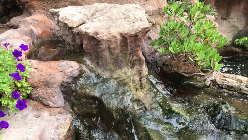Beautiful waterfall in the garden.