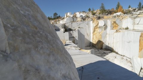 Industrial marble quarry site with huge marble blocks Quarry of white marble.