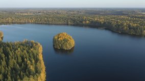 The huge body of water of Lake Saimaa with lots of trees around. Near the Russian-Finnish border.geology video.4k