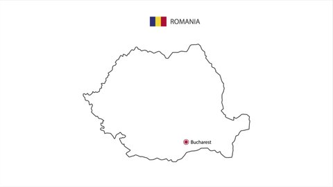 Motions point of Bucharest City with Romania flag and Romania map.