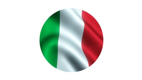 The circle of the flag flying from the country of Italy with a white background. 4K UHD Animation