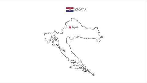 Motions point of Zagreb City with Croatia flag and Croatia map.