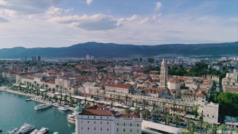 Aerial view of Split old town cityscape, Croatia.