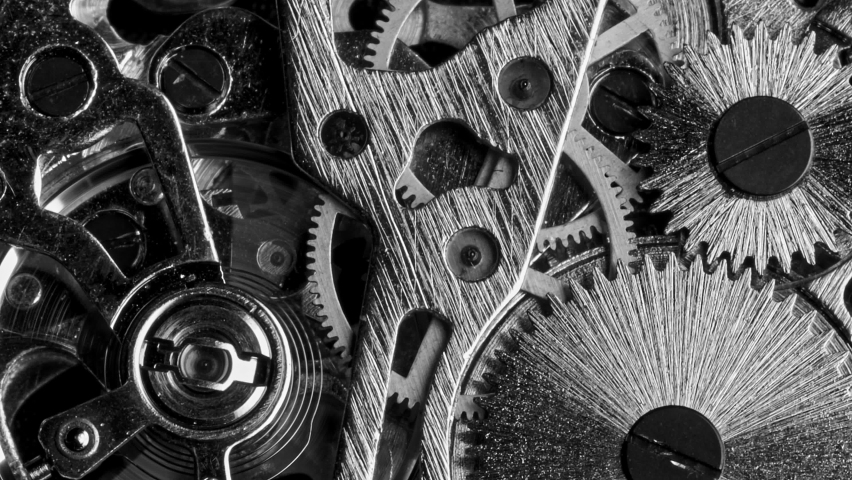 Black and white vintage close view of watch mechanism | Shutterstock HD Video #1068932249