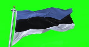 Estonia flag realistic waving in the wind 4K video, for Independence Day or Anthem etc, green screen background chroma key (Perfect Loop)