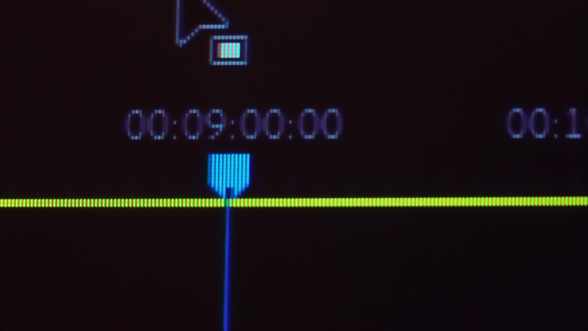 the time in blue numbers is counted in the timecode, while the Director works with the video sequence in the program on a black macro monitor