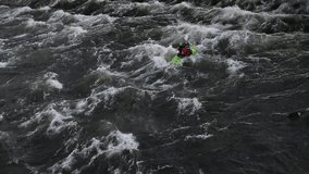 kayaking on white-water in the river, Stockholm, Sweden.