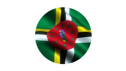 The circle of the flag flying from the country of Dominica with a white background. 4K UHD Animation