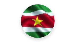 The circle of the flag flying from the country of Suriname with a white background. 4K UHD Animation