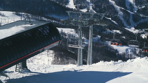 Kolashin, Montenegro - February 22, 2021: ski lift in a ski resort