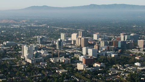 San Jose Downtown Aerial Helicopter Footage