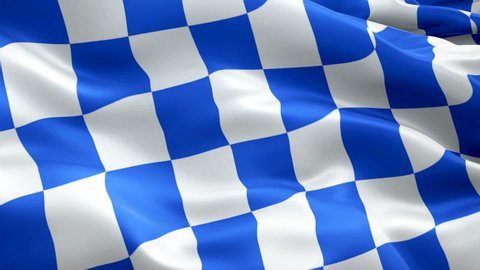 Oktoberfest Flag. Blue White Checkered Bavaria Munich beer festival Flag video waving in wind. Waving Wiesn Flag. Chequered Volksfest Flag Looping Closeup.Checkered Oktoberfest Blue white flags video

