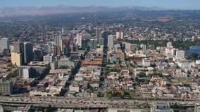 Downtown Oakland Helicopter Aerial Footage