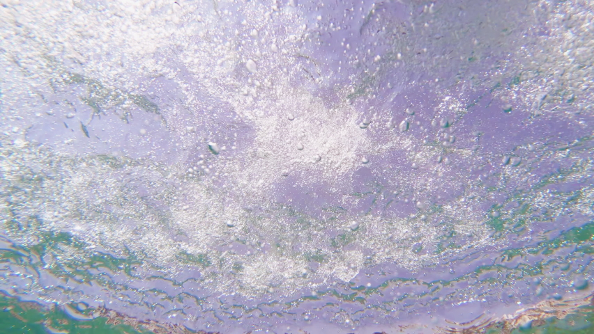 Swimming dolphin, butterfly style in the sea, underwater view, slow motion