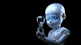 Creativity concept with 3d rendering cute artificial intelligence robot hold light bulb 4k footage - Powered by Shutterstock - Get 15% off with code: PIKWIZARD15