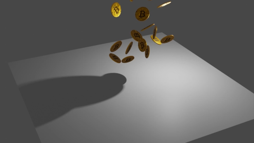 Bitcoin Gold Cryptocurrencies Falling Into Three-Dimensional Grayscale Designed by 3d Rendering